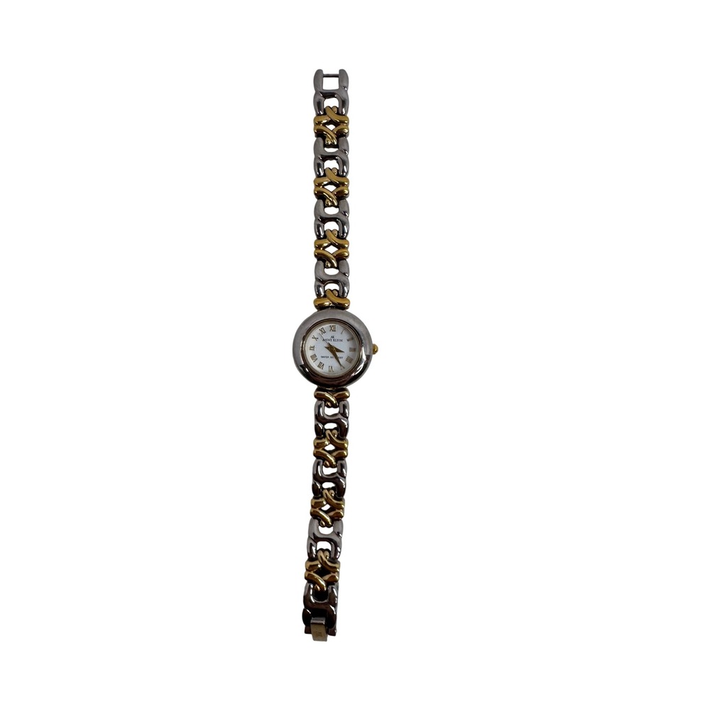 Anne Klein VinTwo Tone Chain Link Women's Watch Roman Numeral White Vintage